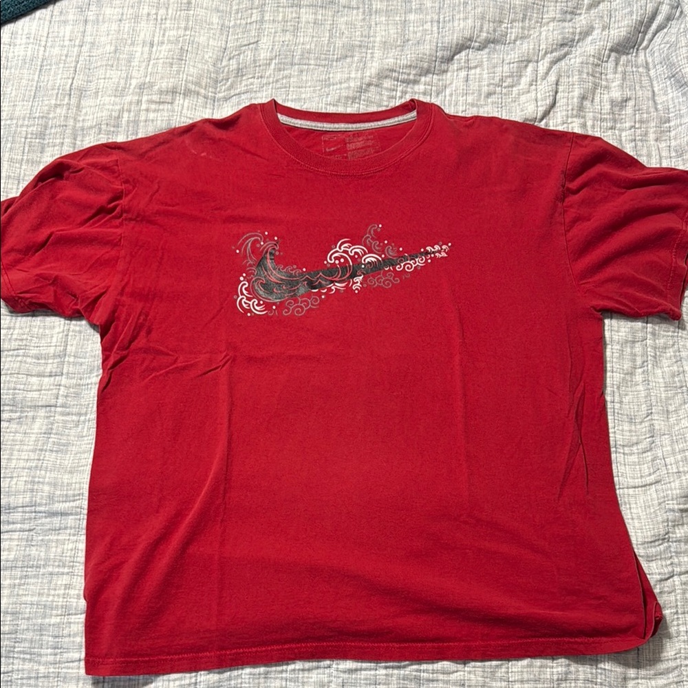 Nike Red Short Sleeve Tee with Vintage Swoosh